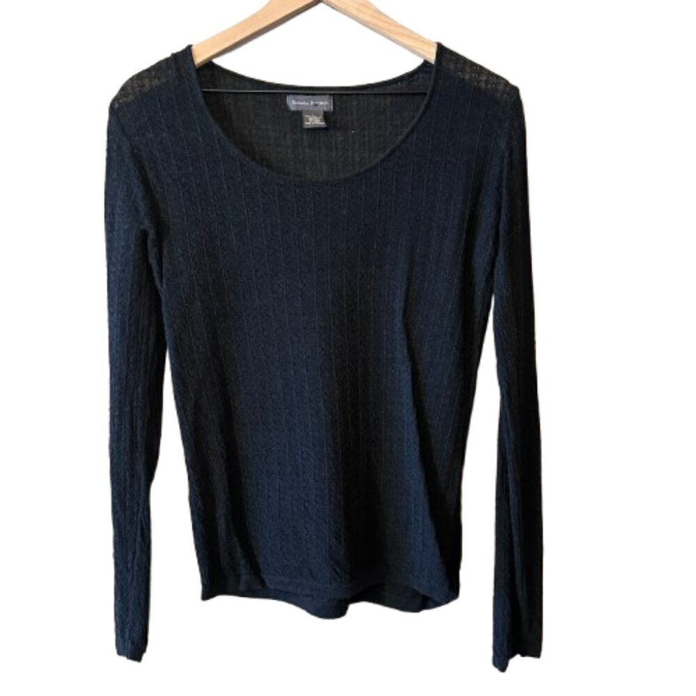 Women's L Banana Republic Knit Thermal Long Sleeve Top Scoop Neck